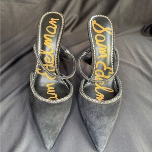 Sam Edelman Black Suede Heel Mules